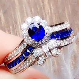 Cluster Rings Per Jewellery Natural Sapphire Or Ruby Luxury Crown Ring 0.5ct Gemstone 925 Sterling Silver Fine R912241J