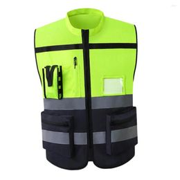 Motorcycle Apparel Reflective Vest Safety Sleeveless Waistcoat With Zipper Yellow F