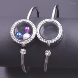 Bangle 5Pcs/Lot 25mm Stainless Steel Round Twist Memory Lving Medaillon Po Locket Bracelet For Femme Pulseras Mujer Jewellery