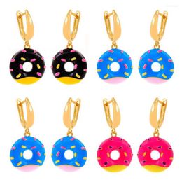 Hoop Earrings 2023 Fashion Korean Style Cute Food Donut Dangle Drop For Women Earring Party Jewellery Year Gift
