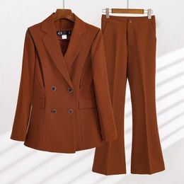 Women's Suits Blazers Autumn Winter Formal Ladies Coffee Blazer Women Business Suits with Sets Work Wear Office Uniform 5XL Size Pants Jacket 230316