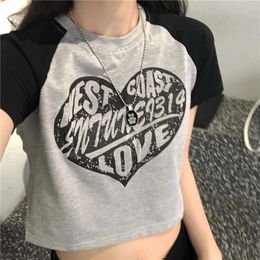 Women's T-Shirt Women T-Shirt Y2k Crop Top Summer Sexy Short Sleeve Print Letter Cropped Aesthetic Grunge Harajuku Vintage Korean Gothic Clothes 230316