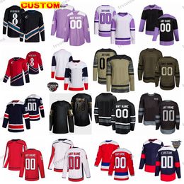 Custom 2023 Stadium Series Hockey Jerseys Reverse Retro Camo Fights Cancer Ovechkin TJ Oshie Backstrom Kuznetsov Wilson Carlson Strome Sheary Milano Sandin Mantha