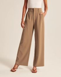 Women's Wide Leg Pants High Elastic Waisted in The Back Business Work Trousers Long Straight Suit Pants 2303161