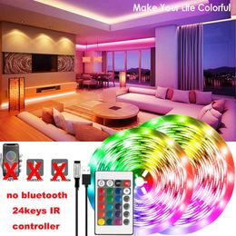 LED Strips USB LED Strip Lights Infrared remote Control Color Change Lights Bar Lamp for Screen TV Neon Lights 5050 RGB Bedroom Decoration P230315