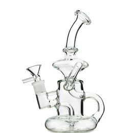 7 Inch Klein Tornado Recycler Glass Bongs 14mm Female Joint Hookahs 5mm Thickness Oil Dab Rigs For Thick Oil Water Pipes with Bowl HR024