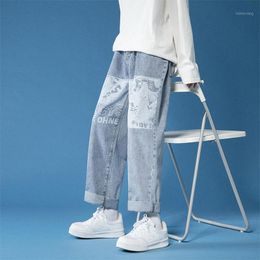 Men's Jeans Men Streetwear Blue 2023 Women Black Graphic Korean Fashion Harem Book Male Harajuku Denim Broek Oversize