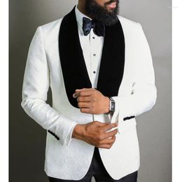 Men's Suits Floral Pattern Men For Prom Wedding With Black Shawl Lapel Groom Tuxedos Bridegroom Fashion Blazer 2 Pcs (Jacket Pants)