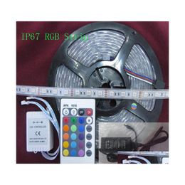 Led Strips 5M 300Led Ip67 Tube Waterproof Rgb 5050 Strip Outdoor Light Add 24 Keys Ir Remote Controller 12V 5A Power Adapter Christm Dh4La