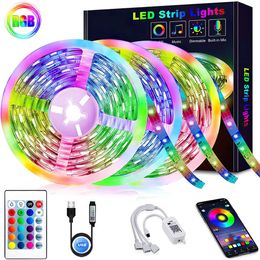 LED Strips 20M-1M Led Strip Lights 5050 RGB Bluetooth Infrared Control Luces Luminous Decoration For Living Room Christmas Light Fita Lamp P230315