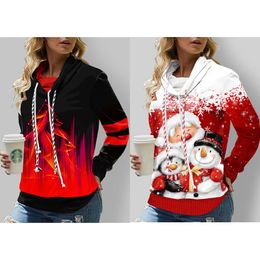 Women's Hoodies & Sweatshirts 2023 European And American Clothing Santa Snowman Pile Collar Double Drawstring Pullover Anime Hoodie