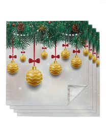 Table Napkin Yellow Christmas Lights 4/6/8pcs Napkins Restaurant Dinner Wedding Banquet Decor Cloth Supplies Party Decoration