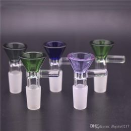 10mm 14mm 18mm Male female Herb Dry Bowl with handle Cheap Smoking Glass Bowl Tobacco for water Bongs Funnel Rig Smoking Accessories