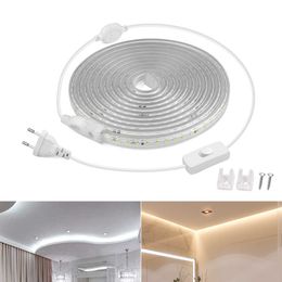 LED Strips LED Strip Light 110-220V 2835 With Switch Diode Tape for Outdoor Garden Decor Lighting Home Kitchen Cabinet Room Backlight Lamp P230315