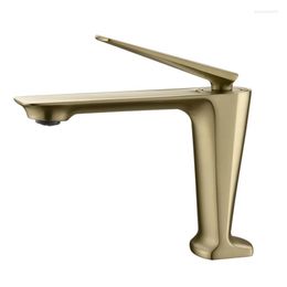 Bathroom Sink Faucets Brushed Gold Basin Brass Mixer Taps & Cold Single Handle Chrome/Black/White/Rose Gold/Grey Deck Mount