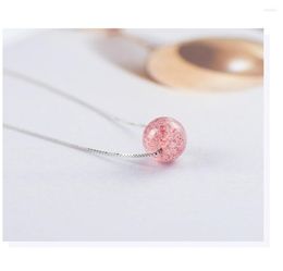 Strand 11mm Genuine Natural Red Strawberry Quartz One Bead Necklace For Women Femme Charm Crystal With Chain 2023 Ly Stone