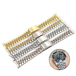 20mm Two Tone Hollow Curved End Solid Screw Links Replacement Watch Band Strap Old Style Jubilee Bracelet For ROL SUB301h