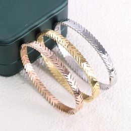 Bangle High Quality Unique A Circle Of Leaves Design Lovers Bracelets & Bangles For Women 18 K Stainless Steel Brand Jewellery Gift