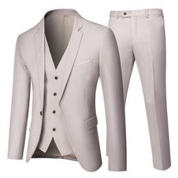 Men's Suits & Blazers 2023 Business Suit Jacket Coat Trousers Waistcoat Wedding Three Pieces Pants Vest Large Size Professional