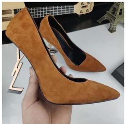 Brand Designer Ladies High Heel Shoes Sexy Brand Letters heel Shoes Genuine Leather Fashion Pumps New Spring Footwear ShoeWith Box