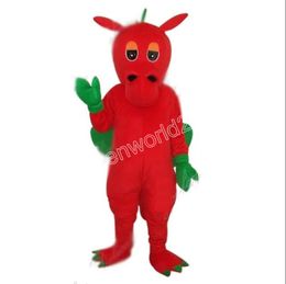 Professional Cartoon Red Dragon Mascot Costume Simulation Cartoon Character Outfits Suit Adults Outfit Christmas Carnival Fancy Dress for Men Women