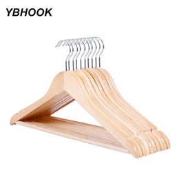 Hangers Racks 10pcs Wooden Hangers Anti-slip Coat Hanger Suit Organizer Wardrobe Storage Save Space Dry Clothes Rack Log Household 230316