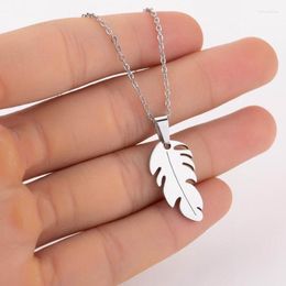 Pendant Necklaces Style Stainless Steel Feather Necklace Women's Small Tree Leaf