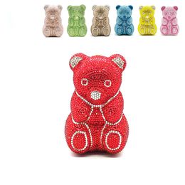 Evening Bags Bridal wedding party women evening bag animal cute lovely Teddy bear top quality clutches elegant classical crystal purses 230316