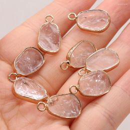 Pendant Necklaces Natural Clear Quartz Charms Oval Gilt Edge Necklace For Jewellery Making DIY Earrings Accessories 10x20mm