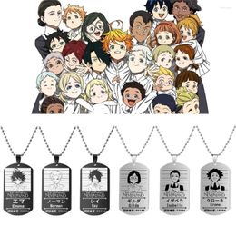 Pendant Necklaces The Promised Neverland Japan Anime Street Necklace Black Stainless Steel Dog Tags For Men Women Cosplay Jewellery