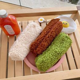 Wool Plush Kawaii Pencil Case For Girls Student Cute Stationery Pen Marker Bag Storage Pouch School Supplies