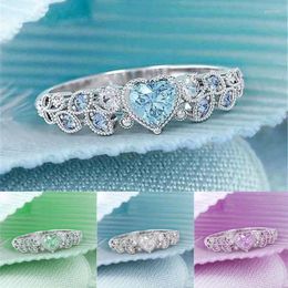 Wedding Rings Heart Ring For Women Female Cute Finger Engagement Romantic Birthday Gift Girlfriend Fashion Zircon Stone Jewellery