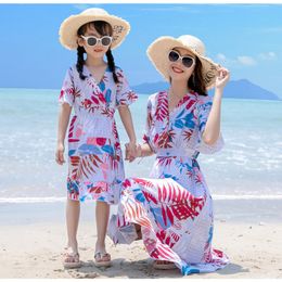 Family Matching Outfits Mother Daughter Dresses Printed Cartoon short Dress Women Girl Summer Matching Dresses for Mom Daughter Family Look 230316