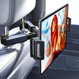 Cell Phone Mounts Holders 2022 New Car Back Seat Headrest Phone Holder Stretchable Tablet Stand Rear Pillow Adjustment Bracket For 4.7-12.9 Inch Ipad P230316