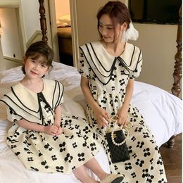 Family Matching Outfits Mother And Daughter Chiffon Dress Women Summer Dresses Spanish France Boutique Baby Girls Frock Mommy And Me Matching Clothes 230316