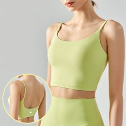 LL Gym Yoga Bra Camisole Crop Top Women With Gym Backless Sexy Tank Tops Fitness Cami Casual Summer LL565