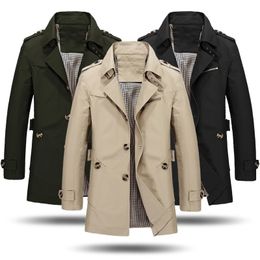 Men's Trench Coats Autumn Men's Business Long Jacket Casual Windbreaker Jacket Men Trench Coat Men Fashion Overcoat 230316