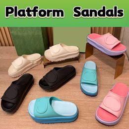 2023 New Rubber Slides Sandals Womens Designer Platform Slippers men Paris Flat Embossed interlocking Mid-heels canvas mens Summer Pool Slide Luxury Beach sandal