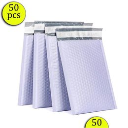 Packing Bags Lavender Purple Bubble Mailer 50Pcs Poly Padded Mailing Envelopes For Packaging Self Seal Bag Pad Drop Delivery Office Dhlch