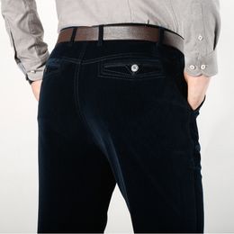Men's Pants ICPANS Classic Straight Loose Corduroy Pants Men Stretch Summer Business Casual Pants Black Khaki Blue Long Trousers 230316