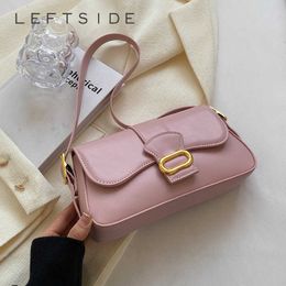 NXY Small Leather Crossbody Bags for Women 2023 Spring Brand Simple Female Flap Handbags and Purses Pink Purple