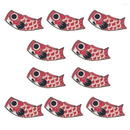 Brooches 10pcs Japanese-Style Red Koi Fish Flag Brooch Enamel Pin Bag Clothes Jewellery Decorative Lapel Pins Badge For Friends Kids Gifts