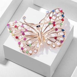Brooches TULX Classic Rhinestone Butterfly For Women Pearl Pin Multi Colour Ladies Gifts Coat Accessories Fashion Jewellery
