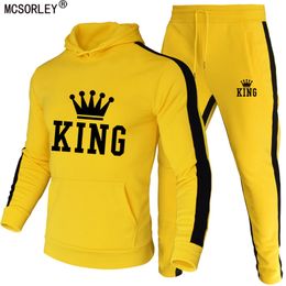 Men's Tracksuits King Tracksuit Sets Winter Hoodies Pants 2 Piece Running Autumn Sweatshirt Sport Joggers Sweatpants Suit Male 230317