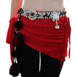 Stage Wear 2023 Tribal Dance Clothes Gypsy Costume Accessories Luxury Wrap Flower Diamonds Rhinestones Belts Hip Scarf Belly Belt