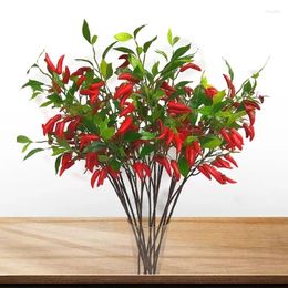 Decorative Flowers Artificial Plants Plastic Red Yellow Pepper Bouquet Fake Vegetable For Garden Home Decoration Accessories Greenery