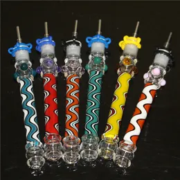 Nectar Straw Dab Pens With Titanium Nails Glass Hand Bongs Heady Water Pipes Multi Colours Smoking Pipe