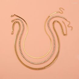 Choker Chokers Factory Necklace Exaggerated Street S Thick Plaid Chain Jewelry Luxury Stone-Embedded Multi-Layer Detachable Bloo22
