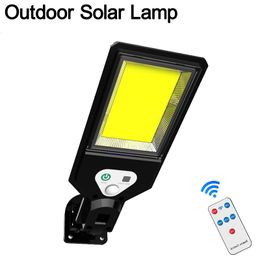 Solar Street Light COB LED Wall Lamp PIR Motion Sensor Waterproof Outdoor Garden Lights Remote Control usastar
