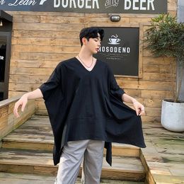 Men's T Shirts Shirt Spring/Summer Short Sleeved Oversized Loose Irregular Cape Jumper Stage Costume Large Size